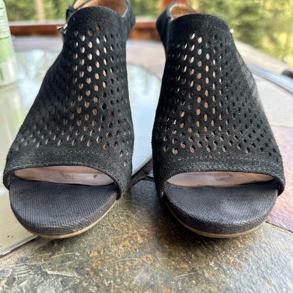 Franco Sarto MANDI2 Open Toe Heeled Mule Sandal 7.5 Black Mesh Slingback Leather - Picture 8 of 11